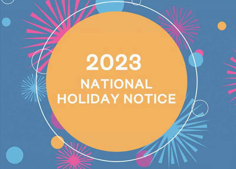 National Holiday Notice 2023 | Apex Innovation Co., Ltd